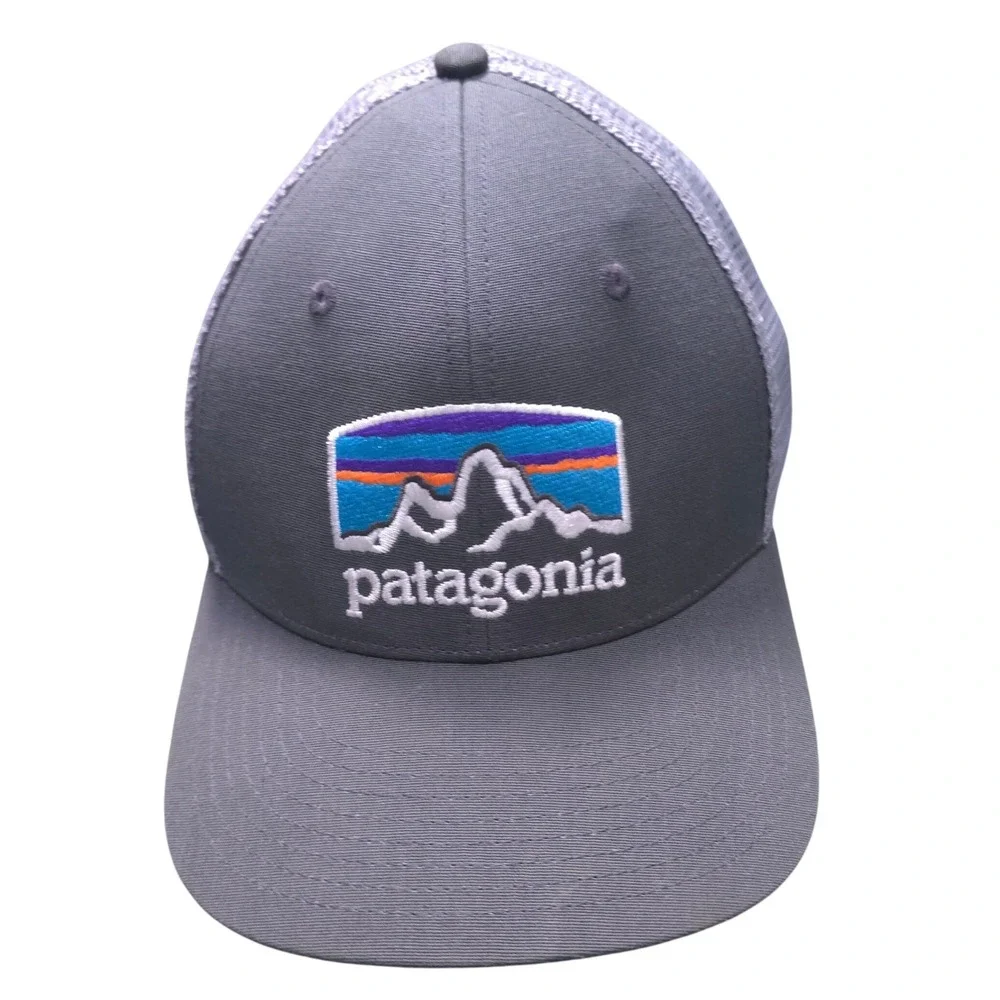 Patagonia P-6 Logo Trucker Hat Grey Mesh Snapback Cap NetPlus Brim Unisex Cover